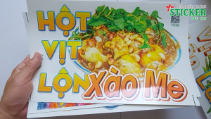 Sticker Trang Trí Hình Hột Vịt Lộn Nướng Hột Vịt Lộn Xào Me...Decal nhựa không thấm nước.