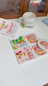 Miếng lót ly gốm Bauroom thấm nước tốt hoạ tiết bánh mì dễ thương ( có sẵn )