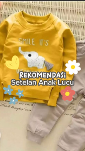 Setelan Anak Model Sweater dan Celana Joger Motif Gajah Usia 1-6 Tahun - Fashion Anak Lucu