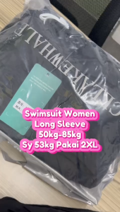 🇲🇾READY STOCK KL (SET) Swimsuit Women Lady Plus Size Long Sleeve Swimming Shirt Short Pant Swimwear Beach UV Protect