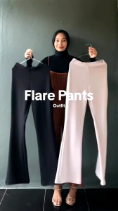 COD GRATIS ONGKIR CELANA FLARE PANTS Wanita SCUBA CUTBRAY PINGGANG HIGHWAIST FULL KARET ELASTIS TANPA JAHITAN