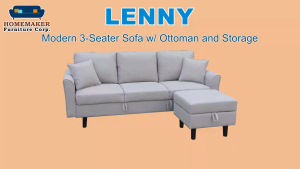Homemaker Furniture  Lenny 3 Seater Sofa with Ottoman and Storage