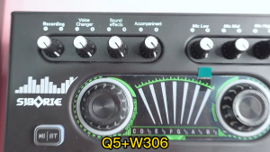 Siborie Q5 Sound Card+ W306 2 Wireless Profesional Microphone Karoke Mic SET Pengiriman cepat Siap COD
