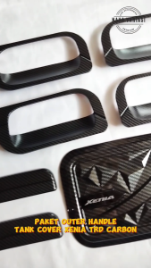 Paket Outer Cover Door Handle Tank Cover Mobil Xenia Lama Tahun 2004 - 2011 Luxury Glossy Carbon