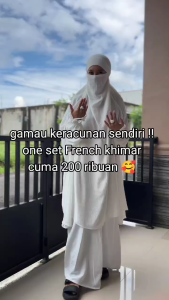 ZAIBA One Set Gamis Ibadah Umroh Haji Polos Warna Hitam & Putih 2024 Bahan Crinkle Airflow