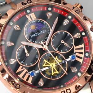 BINBOND VIP Luxury Business Leisure Waterproof Fashion Multi-functional Sun Moon Phase Quartz Mens Watch Jam lelaki VIP