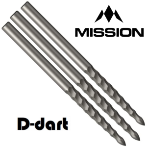 MISSION Dart Point - 36mm/38mm Silver Lunar FS Steel Points Rough Cut Steel Darts Point 3Pcs/Pack