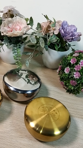 CHOBIG Set Mangkok Nasi Perak Emas dengan Tutup Korea Sujeo Stainless Steel PREMIUM Bowl