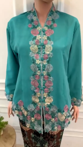 Kebaya Encim Bordir Warna Dusty Pink Lengan Panjang Katun Mikro Premium