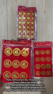 Stiker Dekorasi Imlek Sincia CNY Beragam Tulisan Fuk (Hoki)