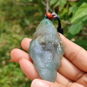 Super Rare Hugh Green and Yellow Natural Type A Jadeite Pendant Necklace Crafted with a Domineering Dragon symbols of Rise step by step rise rapidly with certificate weigh 44.19 grams 77.2 * 37.5 * 15.8 mm (pendant25)