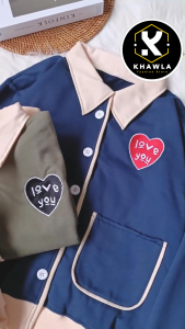 Cardy Love You Bordir Outer Collar Pocket Kardigan Wanita Korean Style Fashionable