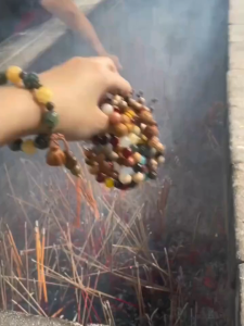 Raw Cinnabar Sand Purple Gold Sand Bracelet Five Ways God of Wealth Round Bead Bracelet Imperial Sand Five Elements Bracelet Temple Opening Over Incense