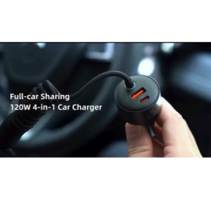 Mcdodo 120W 4 in 1 | 2 Port Car Charger with Built in USB-C Type-C & iPhone Cables [Model:MCD-CC0370]