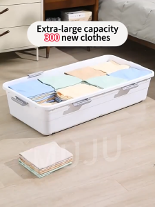 Trove UnderBed Storage Box With Wheels Waterproof Home Clothing Storage Container Quilt Underbed Oversizer Storage Box