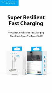 Vyvylabs 60W Fast Charging Data Cable For Macbook iPad Type-C to Type-C Cable For Xiaomi Samsung iPhone 15 16
