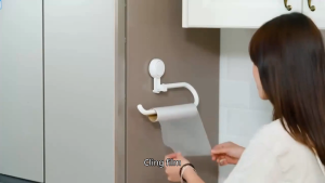 ODOROKU x Taili One Push Suction Cup Kitchen Towel Cloth Holder Wall Mounted Vacuum Suction Cup Adjustable Angle Strong Load Bearing Suction Cup Kitchen Paper Towel Holder White for Bathroom Kitchen