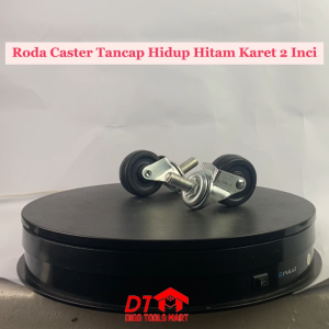 Roda Caster Gepeng Hitam Rubber 2 Inci Model Sekrup Roda Tancap