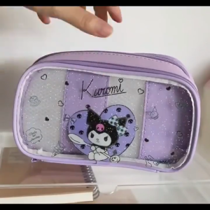 Sanrio กล่องดินสอนักเรียน กล่องเครื่องเขียน กระเป๋าดินสอ จอยสต๊อป การ์ตูน PVC ใส กระเป๋าใส่ดินสอความจุขนาดใหญ่ 3 ชั้น กล่องดินสอ เครื่องเข