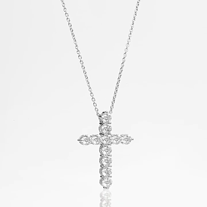 18k Saudi Gold Pawnable Natural Diamond Cross Pendant Au750 Full Diamond Collar Chain