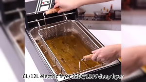 20L Electric Deep Fryer with Basket and Lid Heavy Duty Double Stainless Steel Frying Machine 220V Stainless Steel Frying Machine French Fries Chicken Temperature Control and Timing