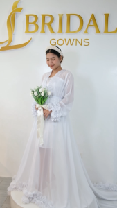 Bridal Robe Long-back - Chiffon Fabric Woman Dress Wedding Robe