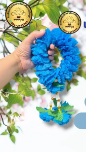 พวงมาลัยดาวเรืองสีฟ้า พวงมาลัยสีฟ้า ร้อยแน่น สีสดสวยสำหรับบูชาสิ่งศักดิ์สิทธิ์และโอกาสต่างๆ ราคาถูก