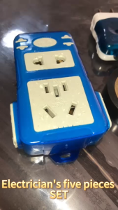 11-Hole Plug Socket Charger Utility Knife Electrical Pen Tape Electrician Five Pieces Set
