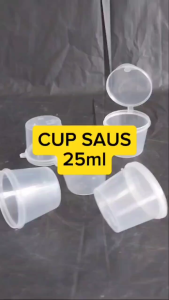[1 PAK ISI 50 PCS] Cup Saus Klip 25ml / Wadah Plastik Saos Sambal Mayonaise / Thinwall Kontainer 25 ml Mini Anti Bocor - Lazada