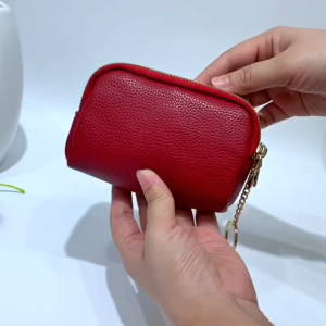 Womens Wallet 3 Zipper Compartment Coin Purse Wallet with Ring Chain Decor