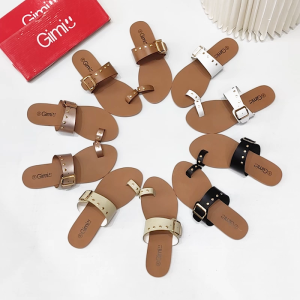 [FA]  Summer Korean style fashion design leather flat sandals for women