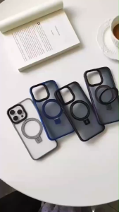 CASE โทรศัพท์มือถือ อะคริลิคชาร์จได้ตั้งได้ หลังด้าน ขอบสี (สินค้าพร้อมส่ง)