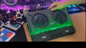 Nuoxi Laptop Cooler C300 Gaming RGB LED USB Mute Adjustable Notebook Cooling Pad Powerful Fans Air Portable Phone Stand