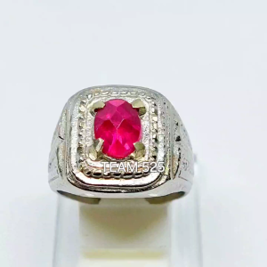Cincin Batu Permata Merah Siam Bangkok Cutting Atas Dim 8x6 mm