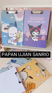 Papan Ujian Sanrio | Papan Pengait Kertas | Tatakan Ujian | Alas Kertas | Kuromi | Cinamorrol | Melody | TTD