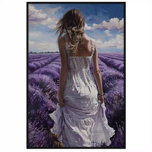 Tranh phong cảnh cô gái đẹp trên cánh đồng hoa lavender tranh treo tường dán tường decor nội thất.CGI-795