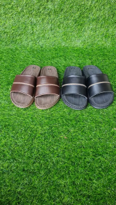 Dép da nam Trường Hải đế cao 2.5cm da bò thật may viền chắc chắn 2 màu nâu đen DN140