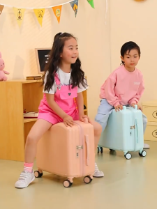 SAFARI 18 Inch Kids Suitcase Children Ride on Suitcase Travel Luggage Lightweight Trolley Boarding Case with Password Lock Portable Carry on Suitcase