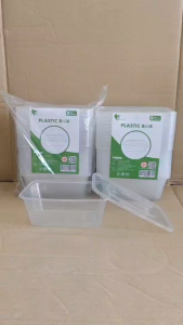 กล่องข้าวพลาสติก กล่องอาหารพลาสติก เหลี่ยมใส พร้อมฝา 1000 ml. (ยกลัง 300 ชิ้น) ยี่ห้อEASY LIFE