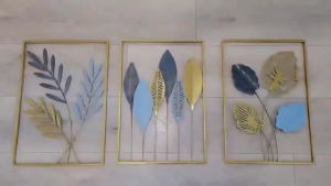 Nordic Light Luxury Style Decoration Creative Metal Leaf Wall Gold Framed Leaves [40*60]