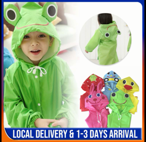 Rain Coat Kids Baju Hujan Kanak-Kanak Baby Raincoat Children Raincoat Waterproof Conjoined With Schoolbag Position Both Student Material Long Children Cartoon Rain Coat Cute Animal Funny Raining Waterproof Cover Kids Rainwear