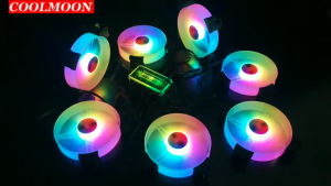 ชุดพัดลมเคส COOLMOON Jade Ring RGB Fan Case 14 CM. พร้อมกล่องคุม+รีโมท