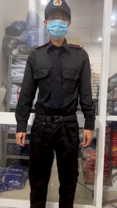 Áo Đồng Phục bảo vệ vệ sĩ màu đen tay dài Vải kaki cotton Thoáng mát - hình thật