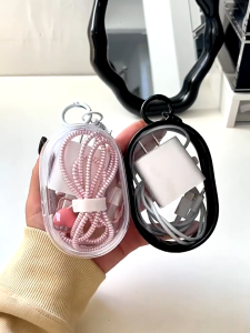 1Pc Portable Clear Data Cable Storage Bag Zipper Lipstick Bag Cable Protective Cover Mini Charger Organizer Tool