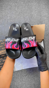 NAHA - Sandal Slop Pria Distro Wanita Karet Api Hitam Size 34 - 43