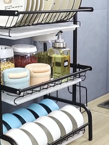 2/3 Tiers Dish Drainer Plate Drying Rack Stainless Steel Panel Organizer Storage Rack for Kitchen dish drainer