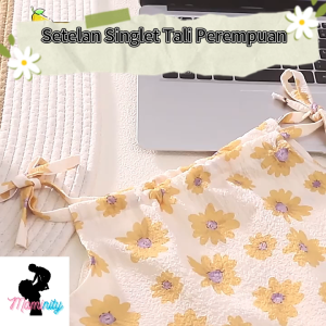 Setelan Singlet Tanktop Anak Perempuan Model Tali Motif Bunga Umur 1 - 5 tahun