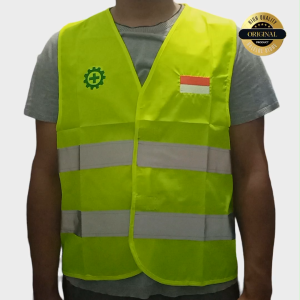 Rompi Kerja Bahan Katun Fiber Dilengkapi Scohtlight Bordir K3 Dan Bendera Rompi Safety