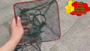 RectangularFishing Net Portable Folding Square Fish Trap Shrimp Trap Lobster Crab Net The two-hole Fishing Trap