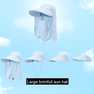 2024 New Sun Hat for Women Outdoor UPF 50+ Sun Hat with Face Neck Breathe Summer Sun UV Protect Cycling Large Brimmed Bucket Hat with Neck Flap Outdoor Protect Face Cap